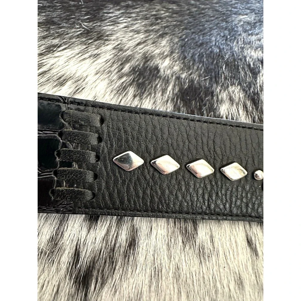 Ariat Genuine Leather Belt Women's Limited Edition Buckle 2007 Zebra Studs Sz 38